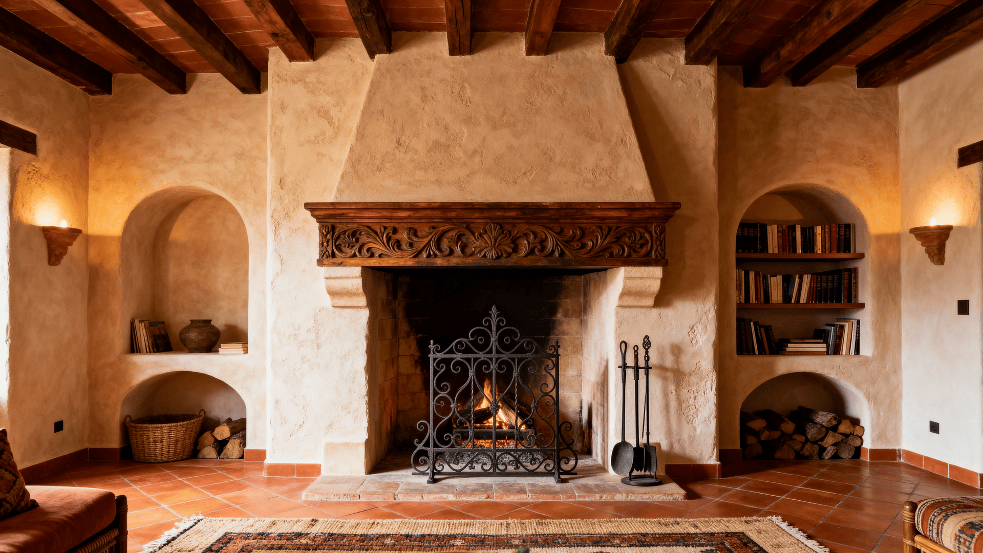 living rooms with fireplaces as the visual anchor