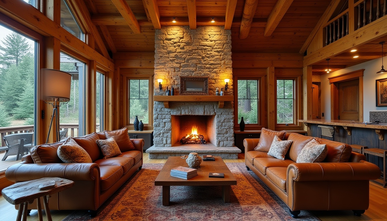 lodge style luxury log cabin interiorr