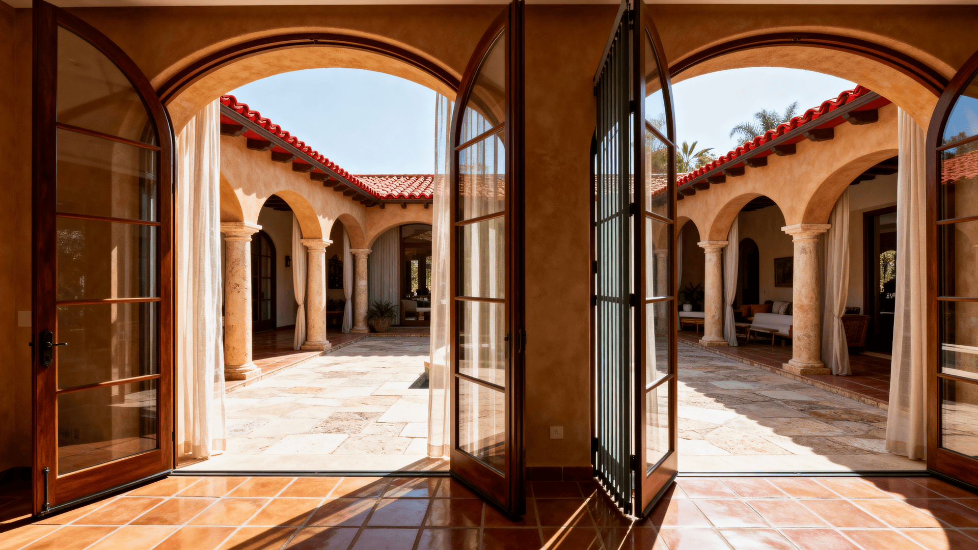 seamless indoor outdoor flow using arched openings