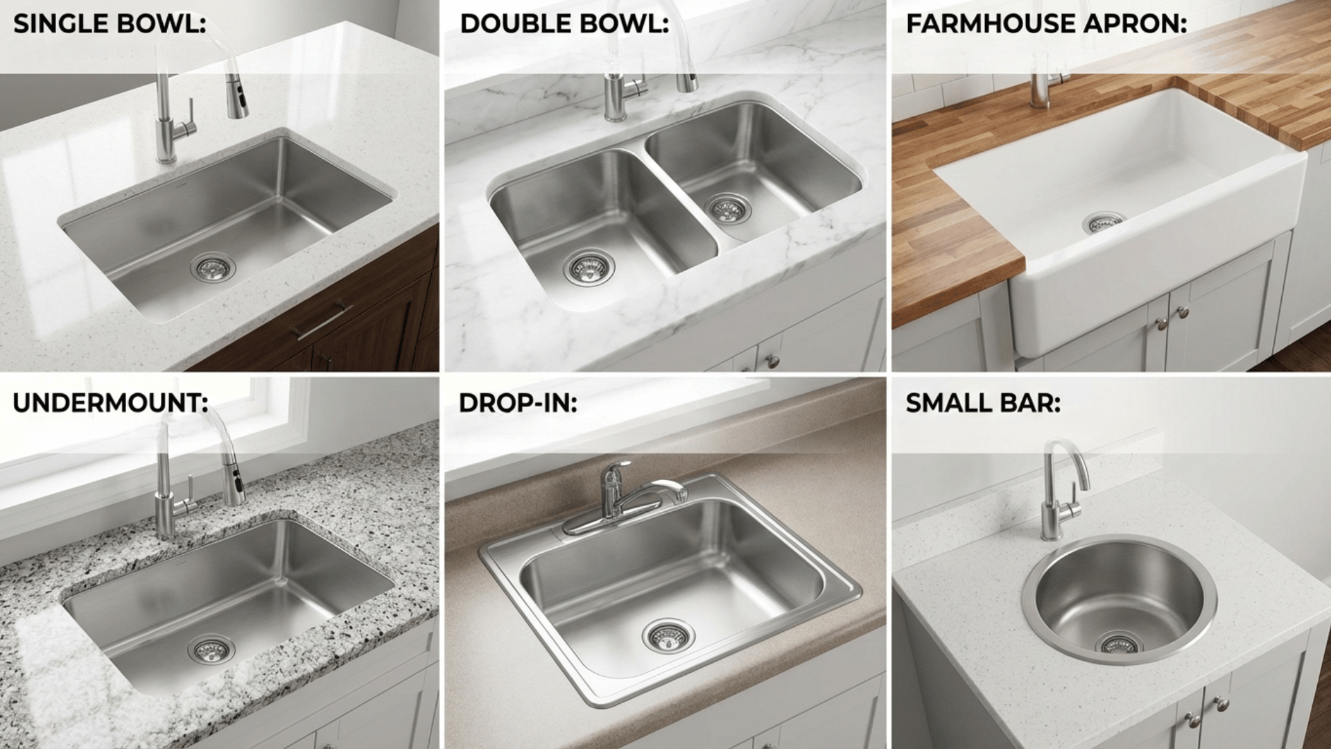 standard kitchen sink size by type