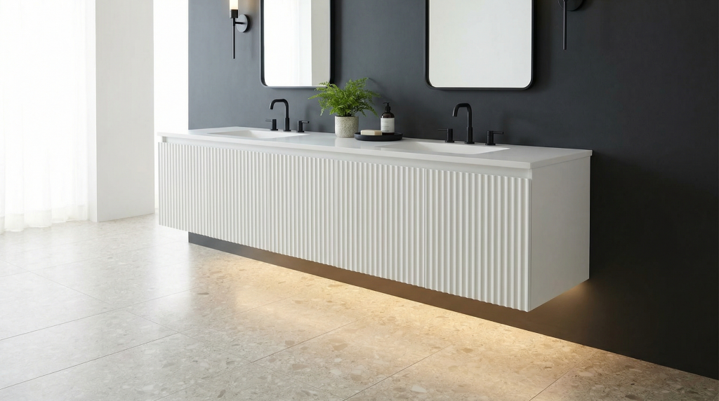 Harper 60-Inch Wall-Mounted Fluted Vanity