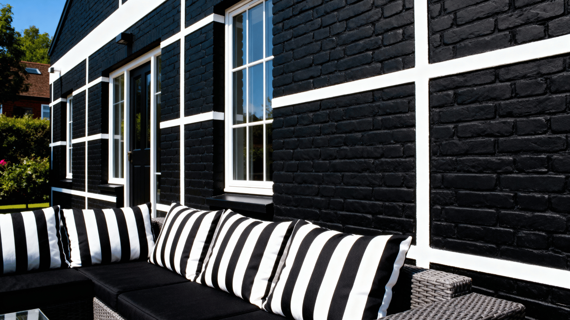 Black Brick and White Mortar Contrast