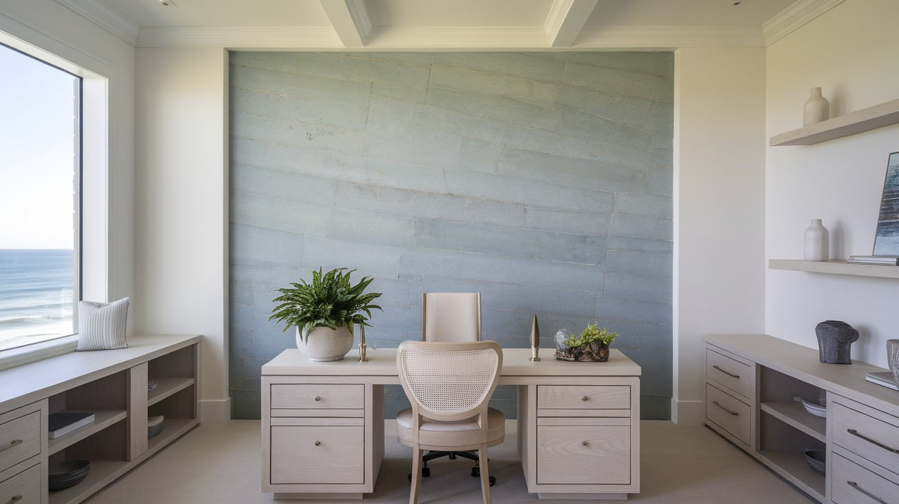 accent wall coastal home office beach decor ideas