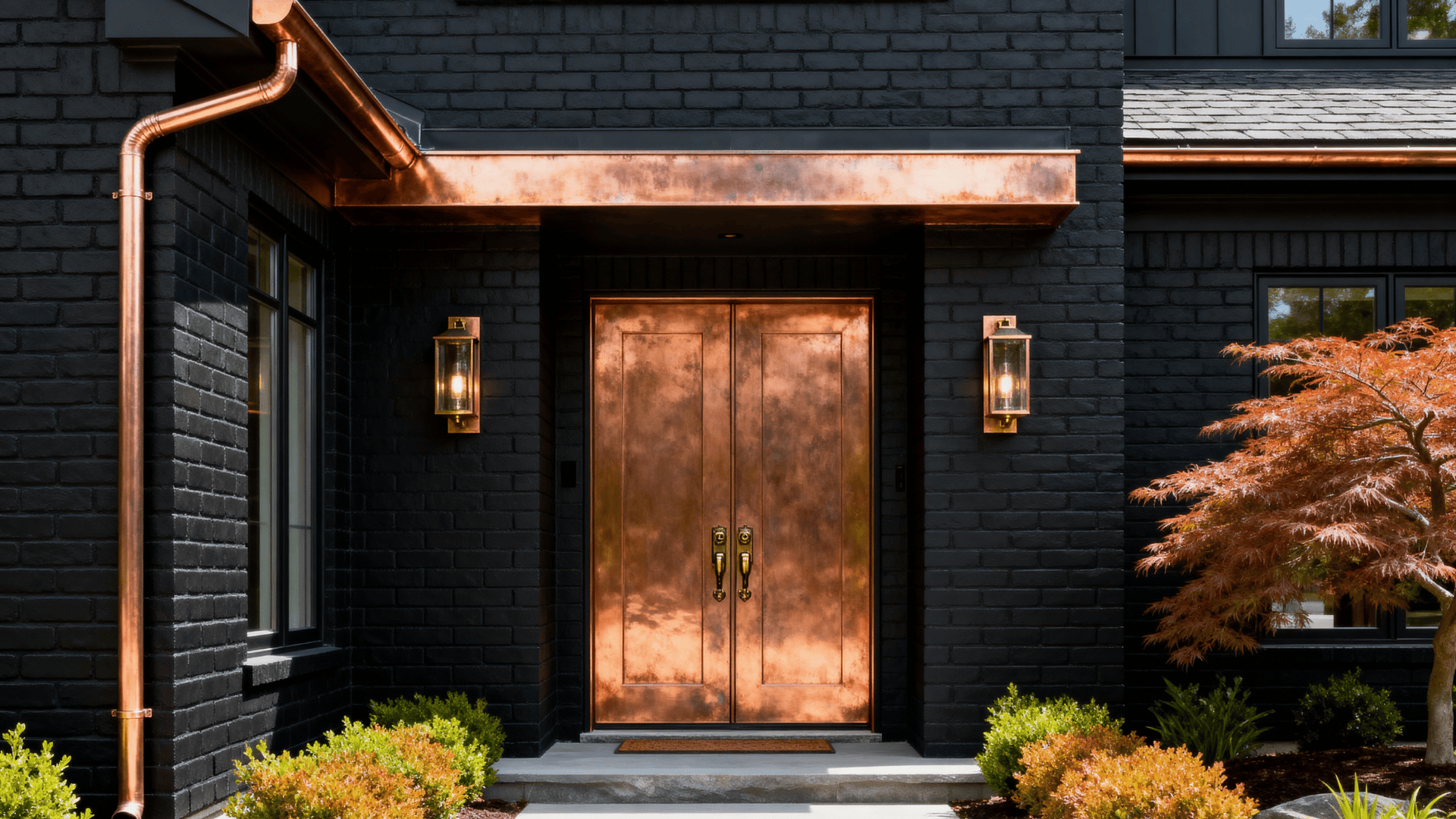 black brick with copper or brass details