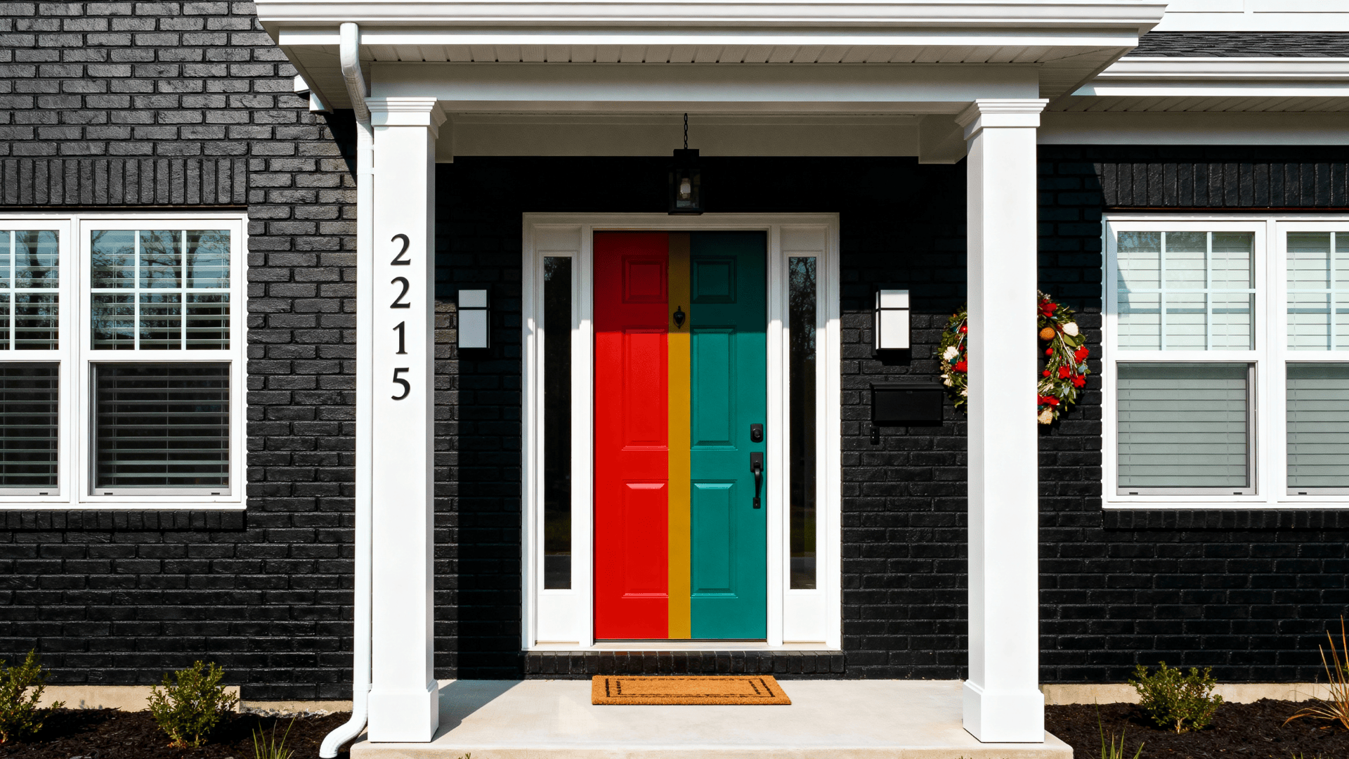 black brick with lively front door