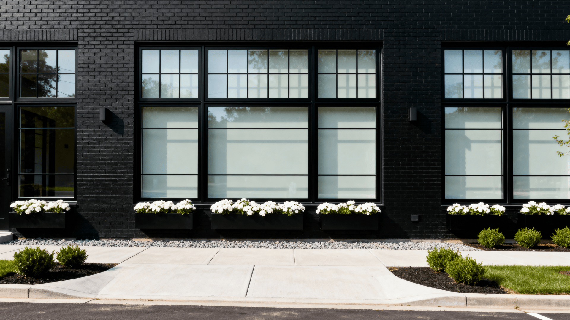 black brick with steel framed windows (2)