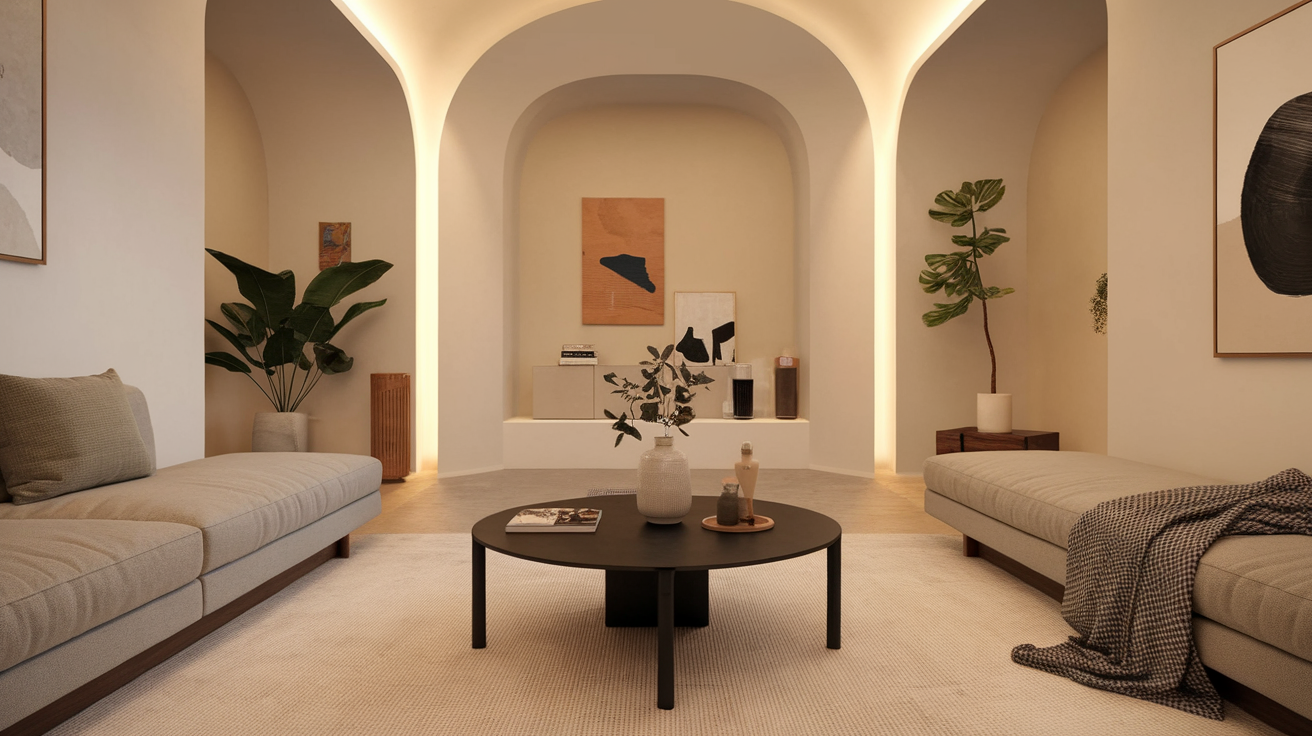 black coffee table living room black interior