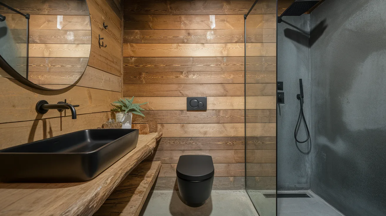 black fixtures bathroom modern rustic interior design