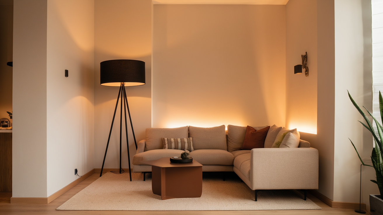 black floor lamp living room black interior