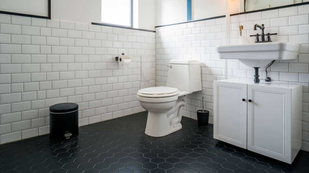 black floor tiles bathroom black interior