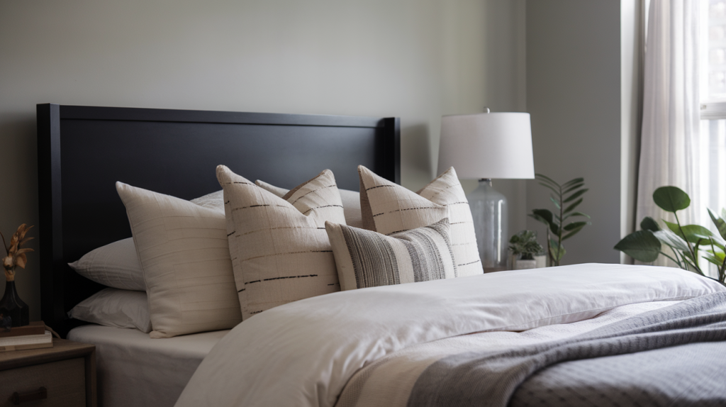 black headboard bedroom black interior