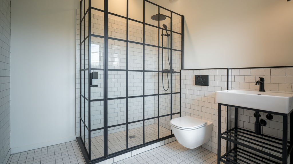 black shower frame bathroom black interior