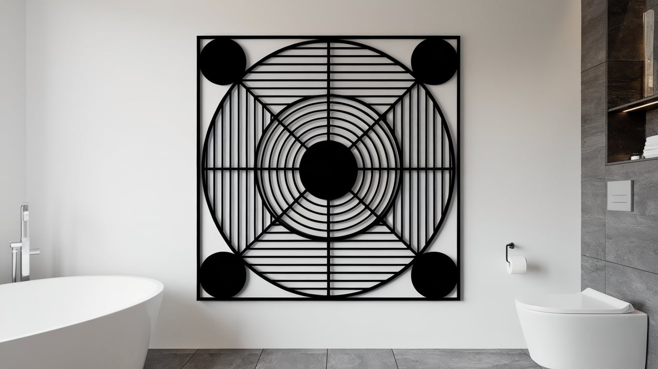 black wall art decor black and white bathroom