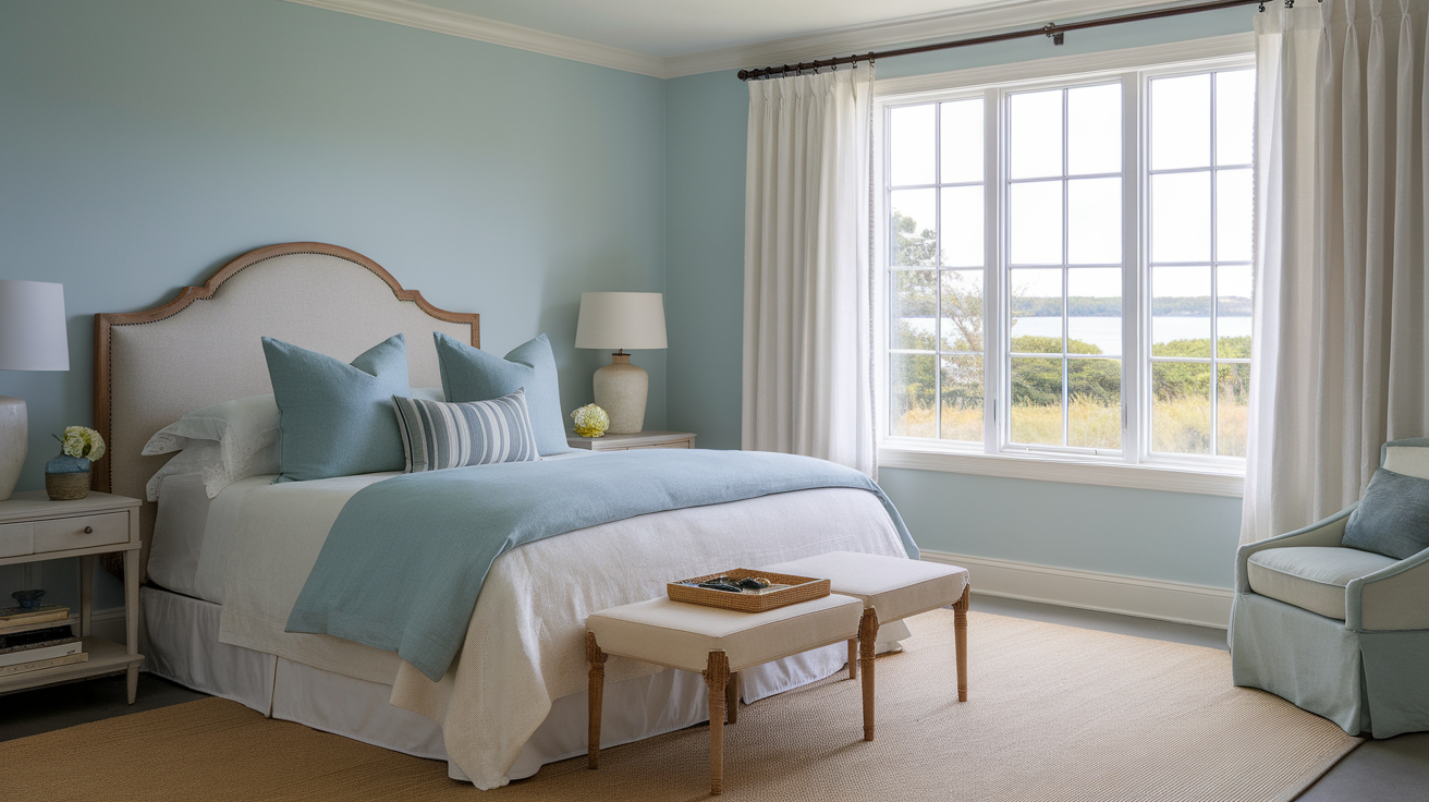 blue accent pillows coastal bedroom beach decor ideas