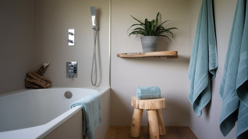 blue towels modern coastal interior design