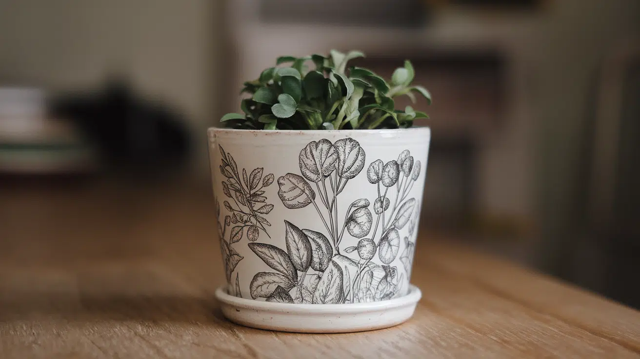 botanical line illustration pots