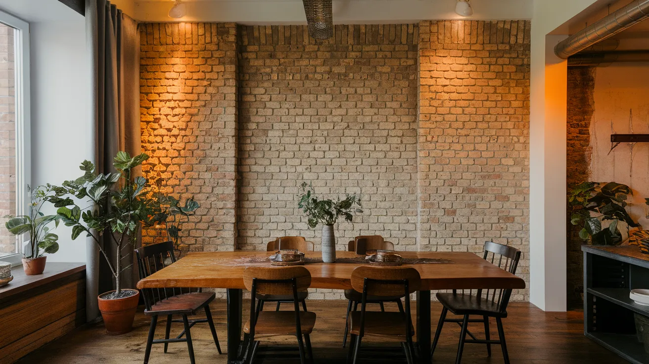 brick dining room accent wall idea