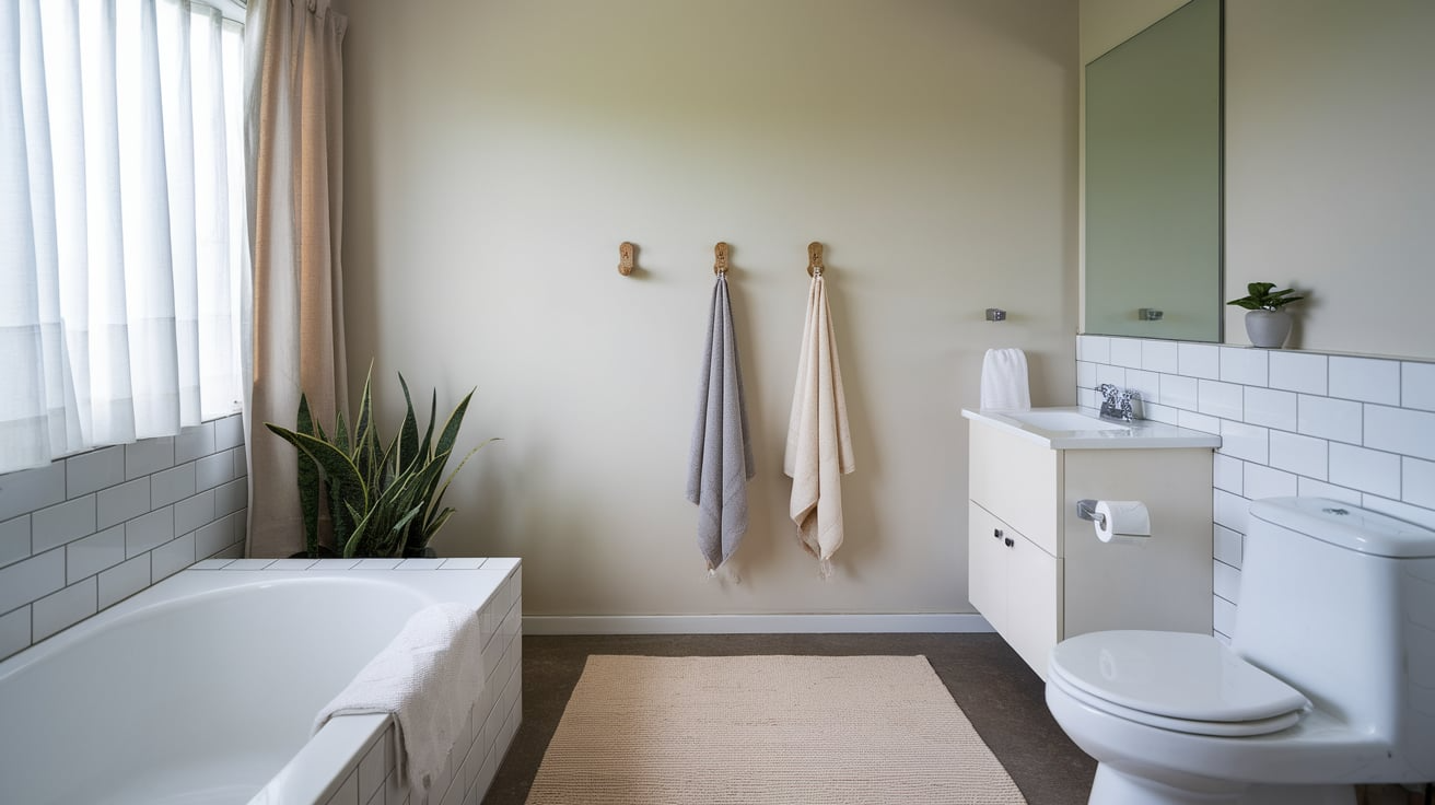 built in wall hooks simple storage contemporary bathroom ideas