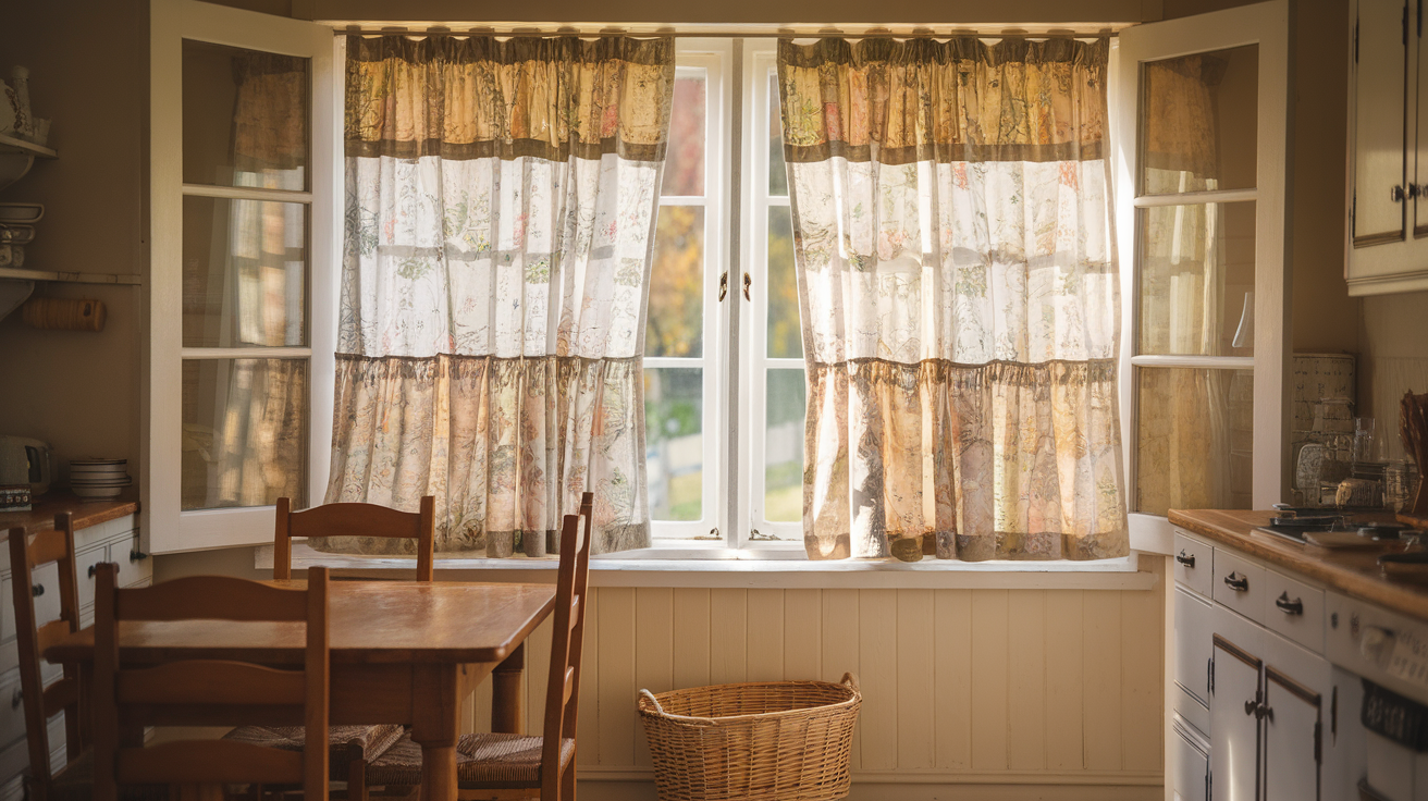 cafe curtains in cottage kitchen english cottage style