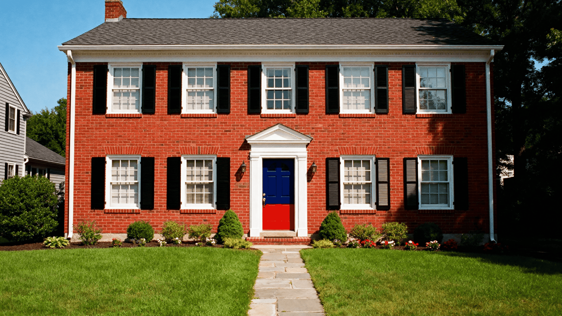 classic red brick exterior with white trim