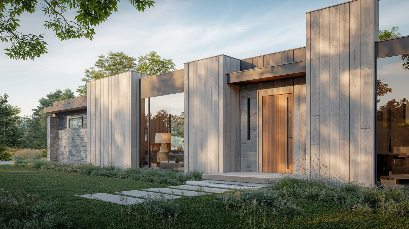 clean lines and textured exterior rustic modern house