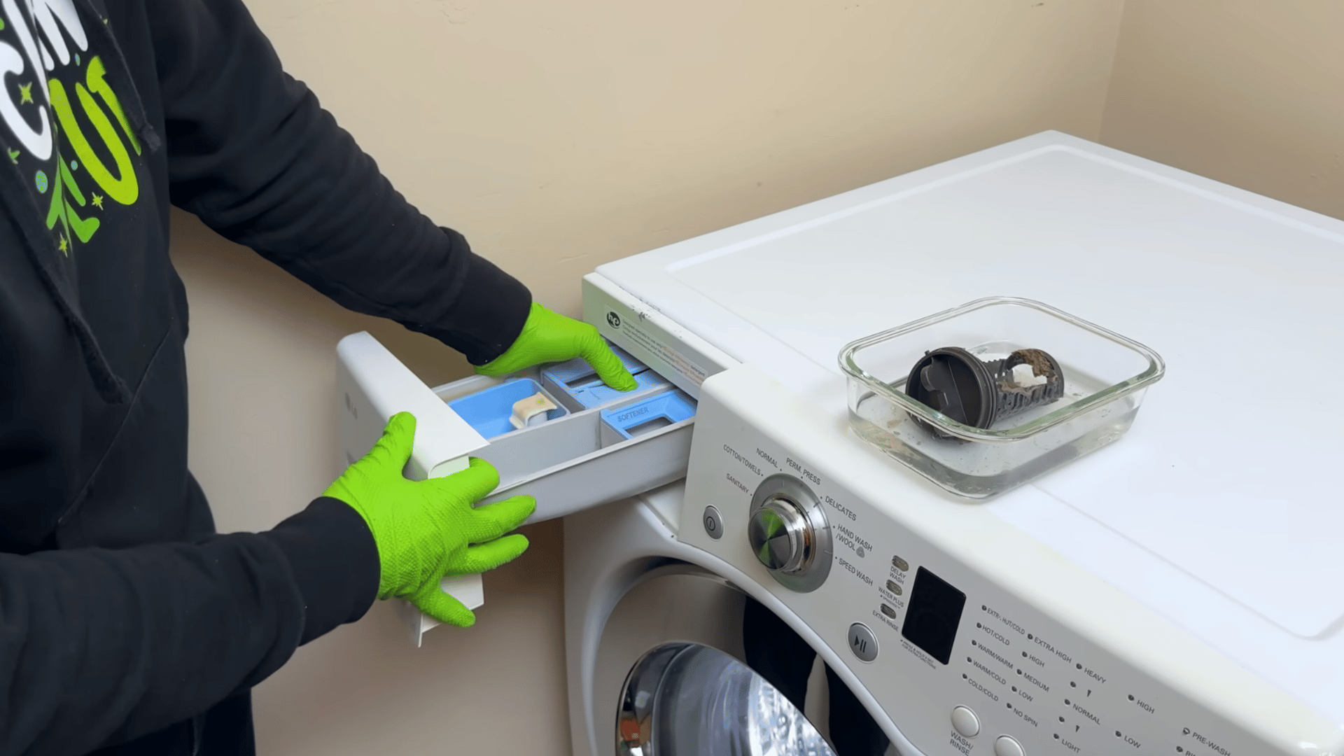 clean the detergent drawer and housing