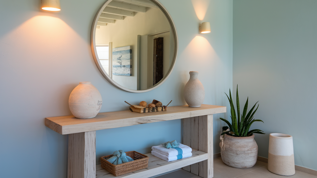 console table coastal entryway beach decor ideas