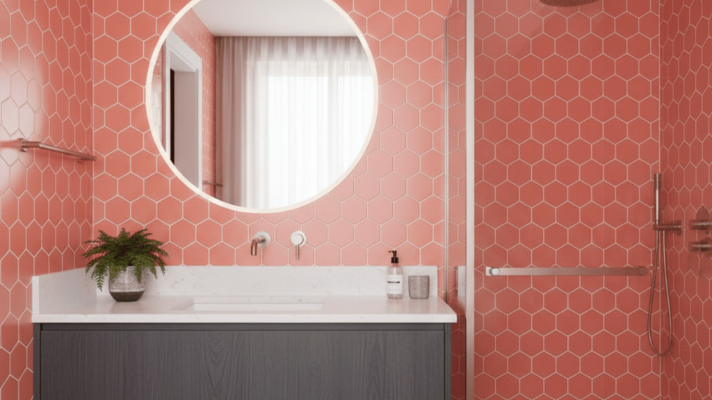 coral and gray modern mix