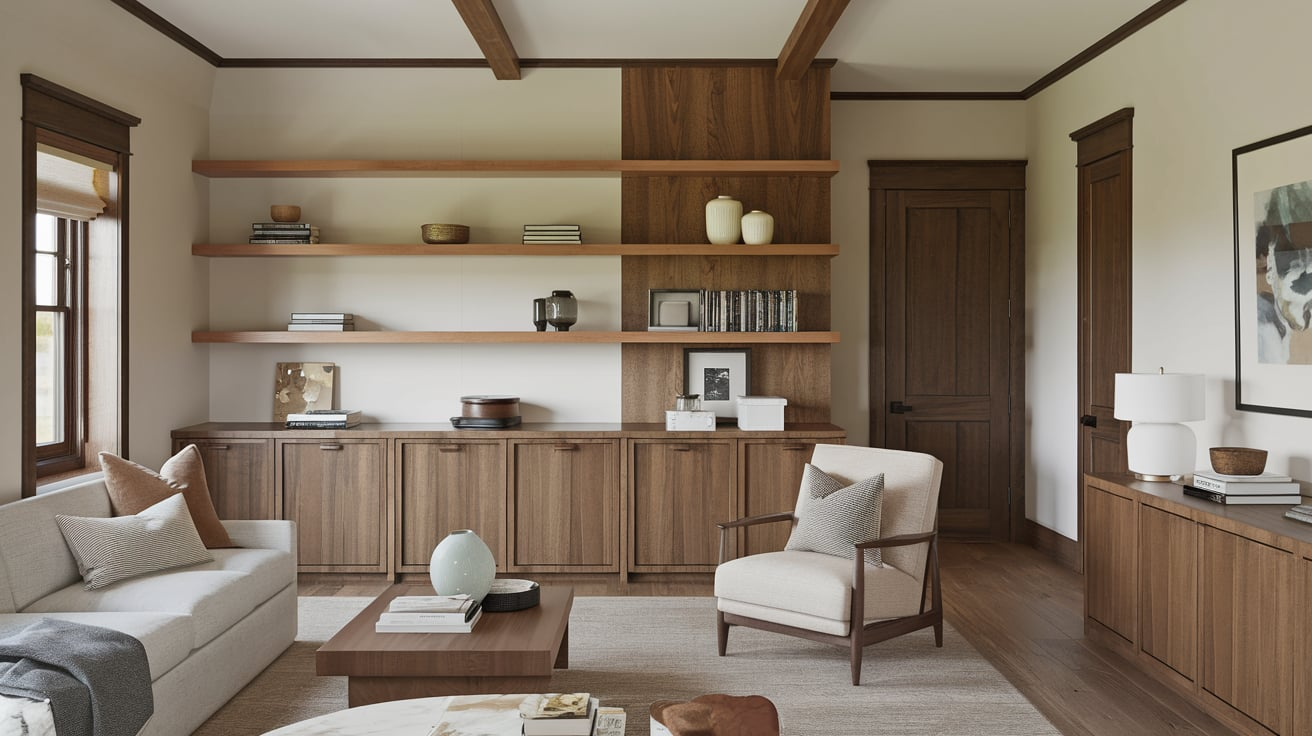 craftsman style house built in storage