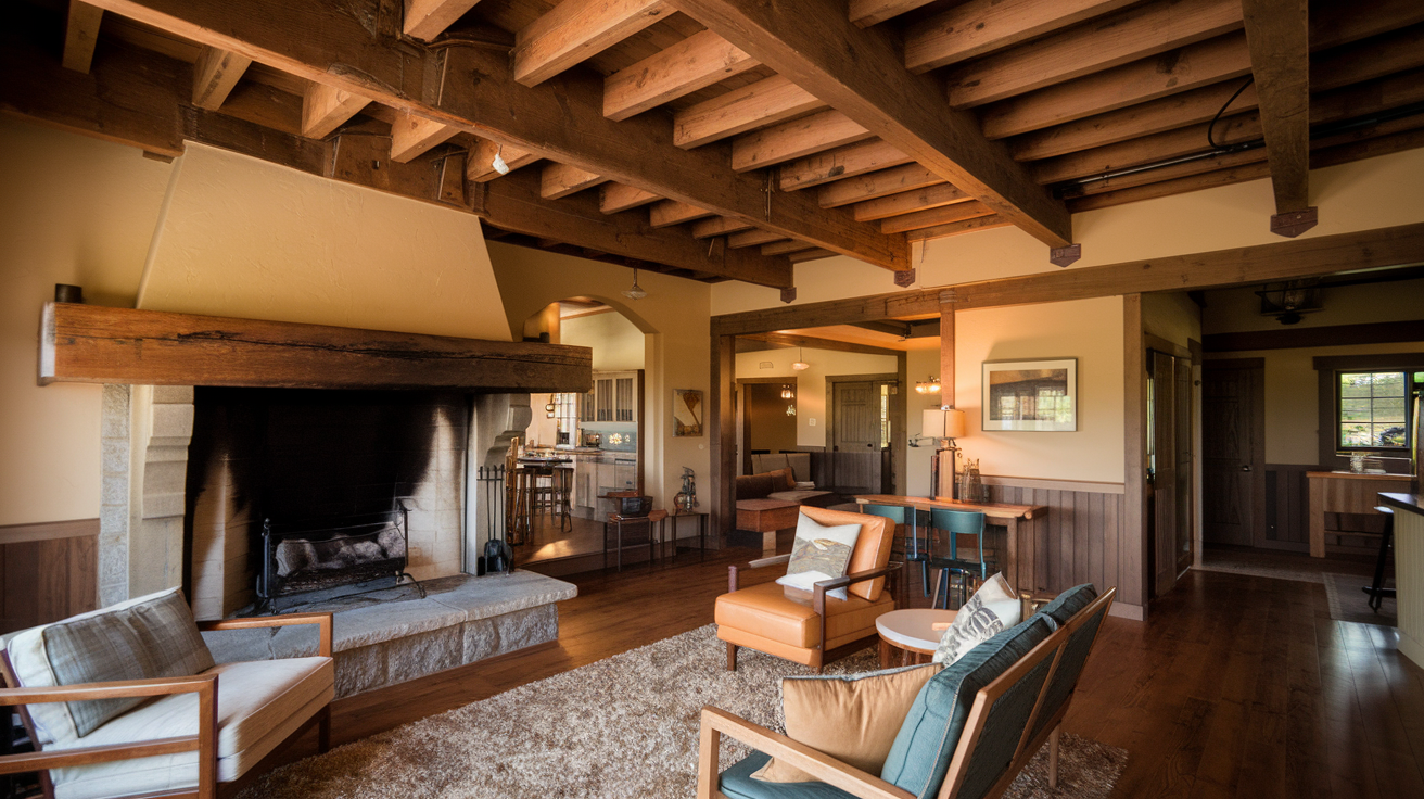 craftsman style house ceiling beams