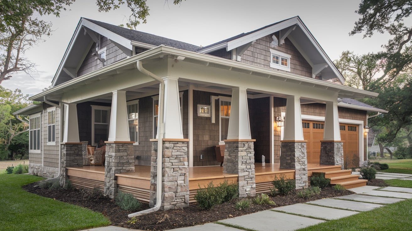 craftsman style house tapered columns