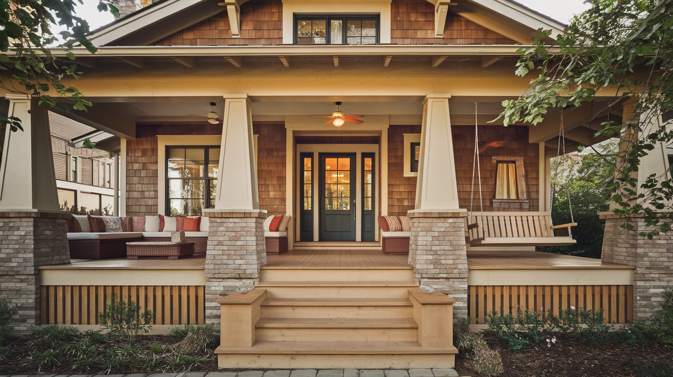 craftsman style house wide front porch