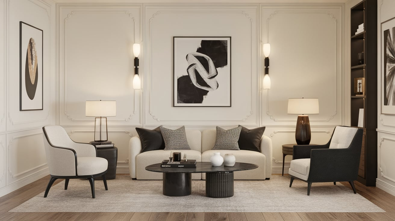 cream and black home decor