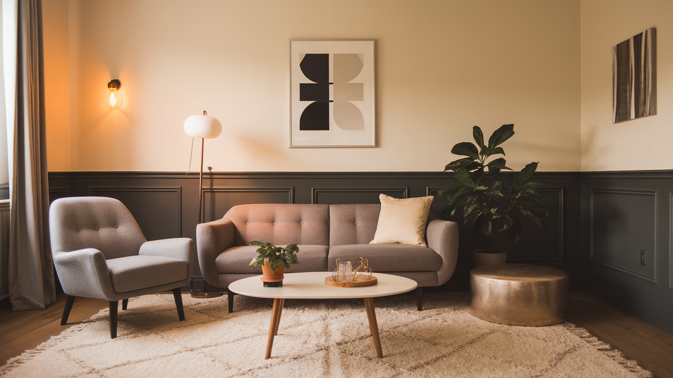 cream and charcoal gray home decor