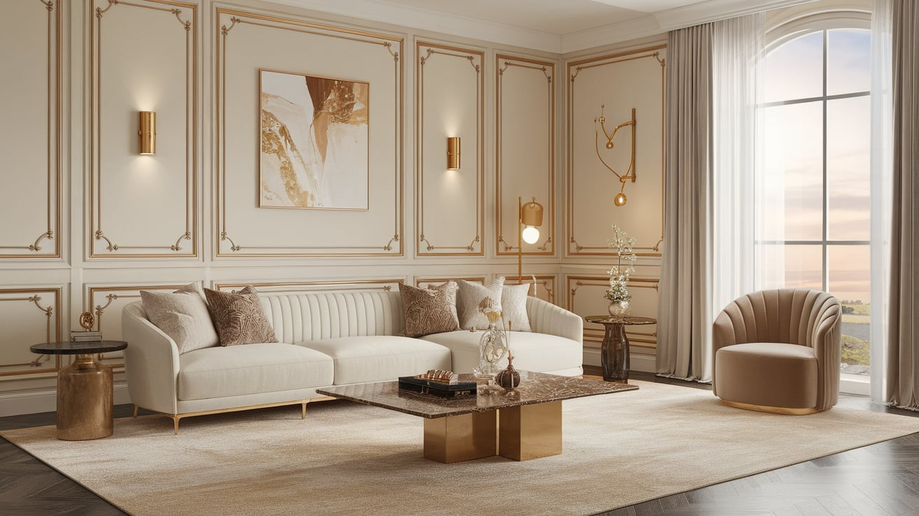 cream and gold home decor