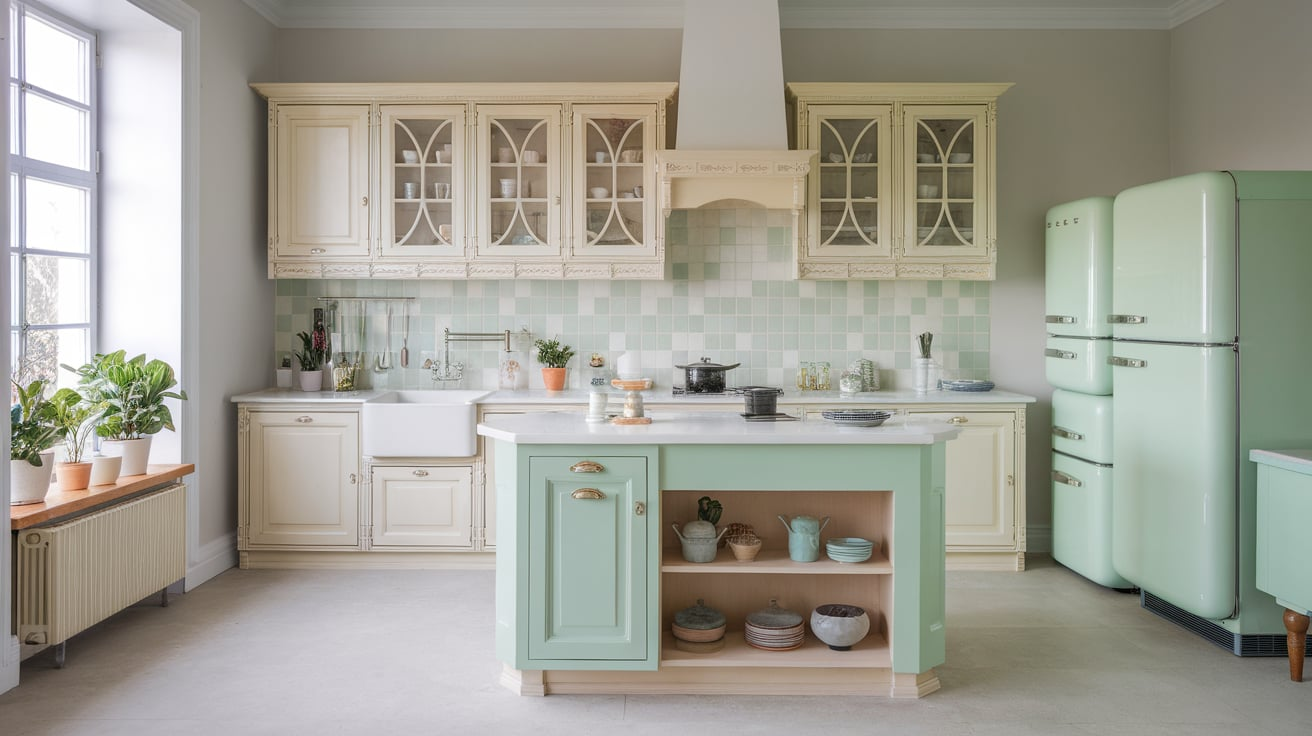 cream and mint green home decor