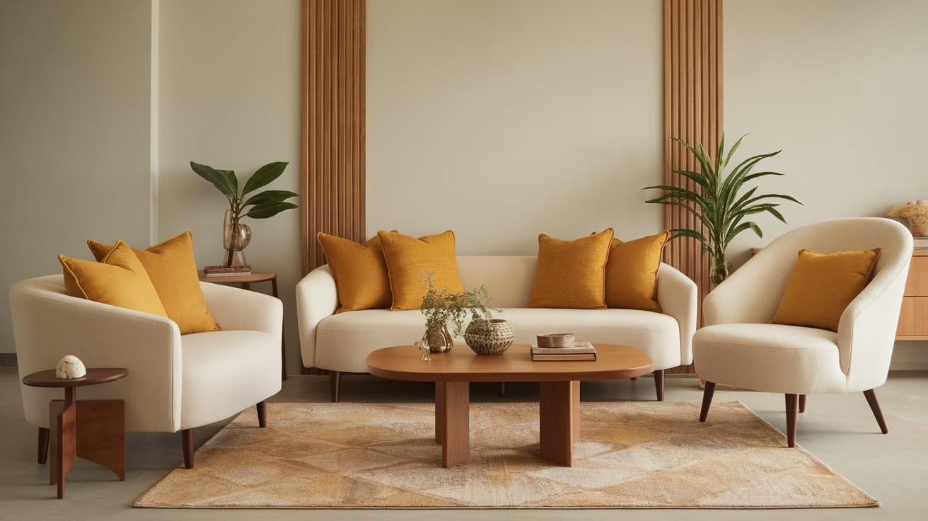 cream and mustard yellow home decor