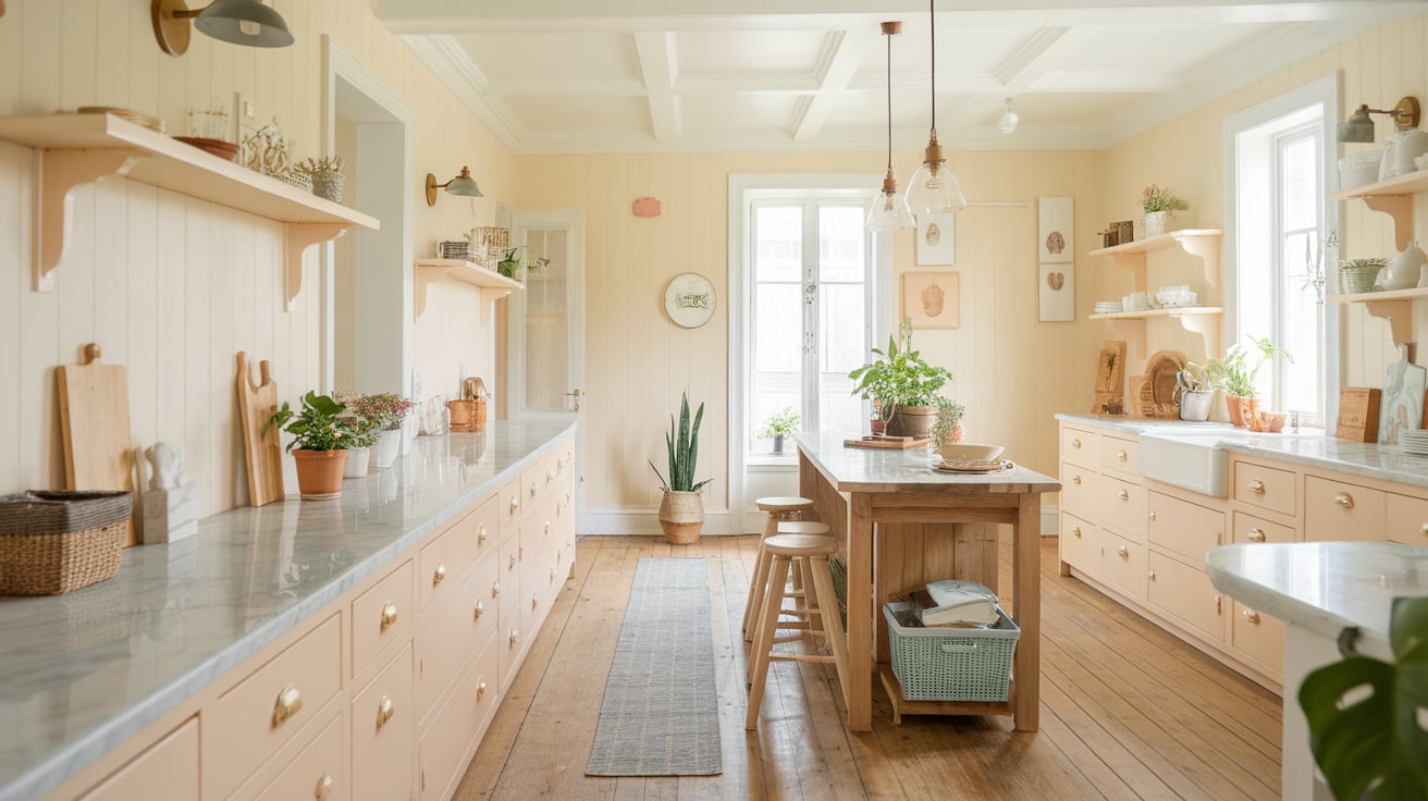 cream and peach home decor