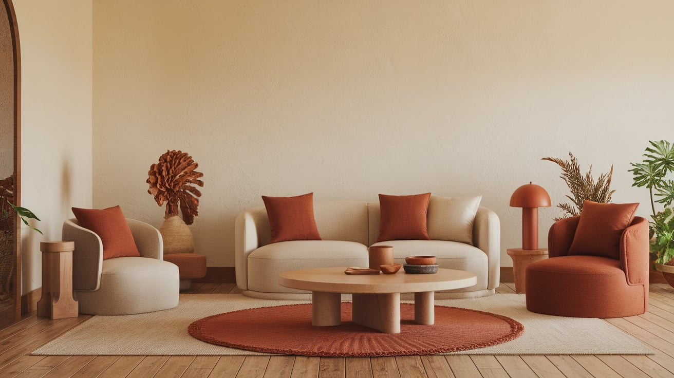 cream and rust home decor