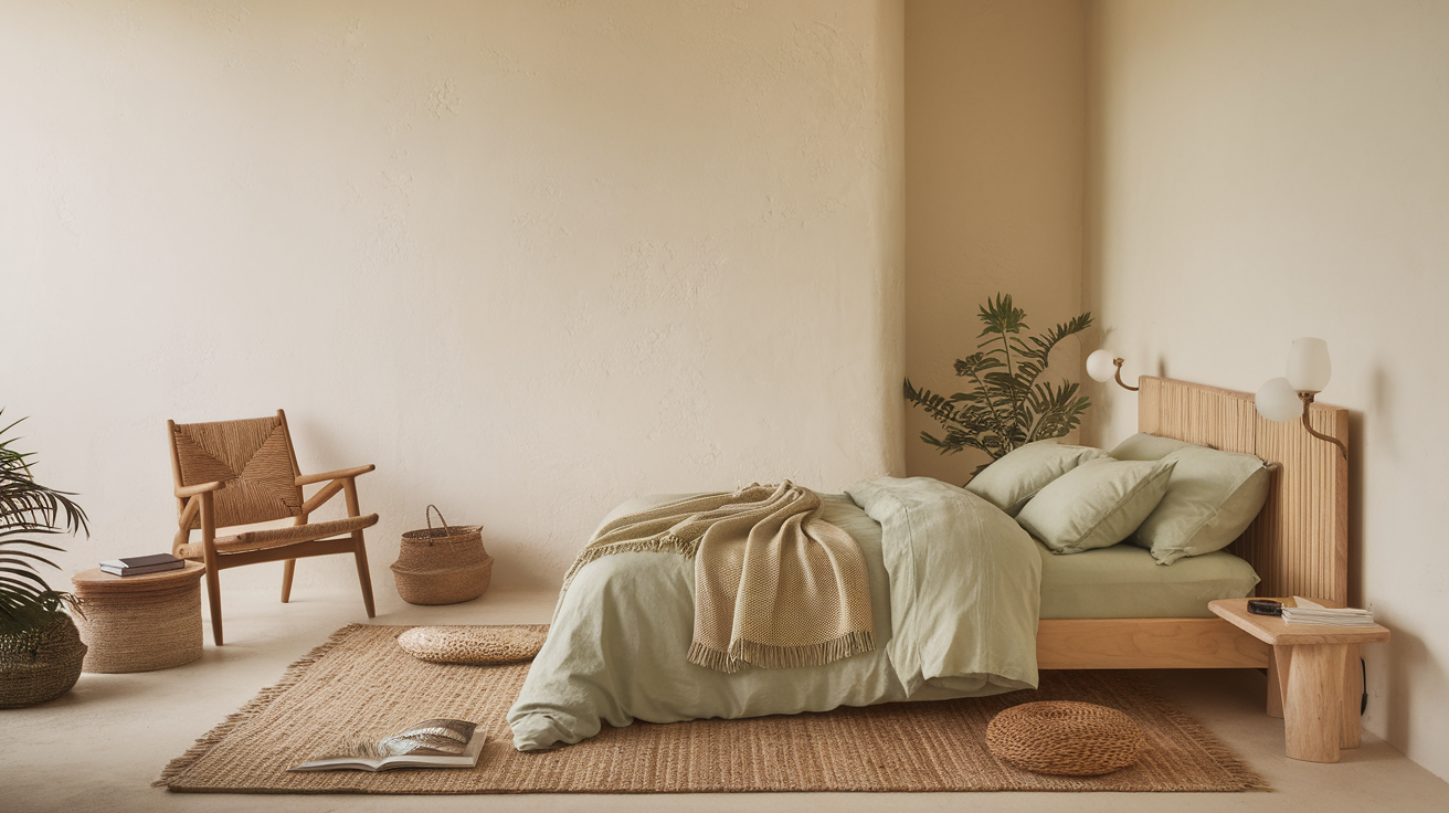 cream and sage green home decor