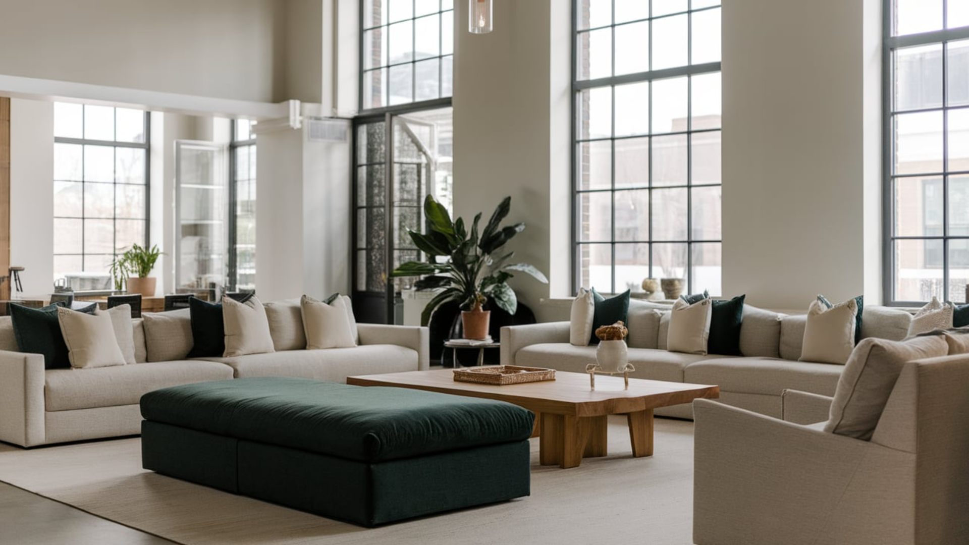 dark green ottoman modern living room