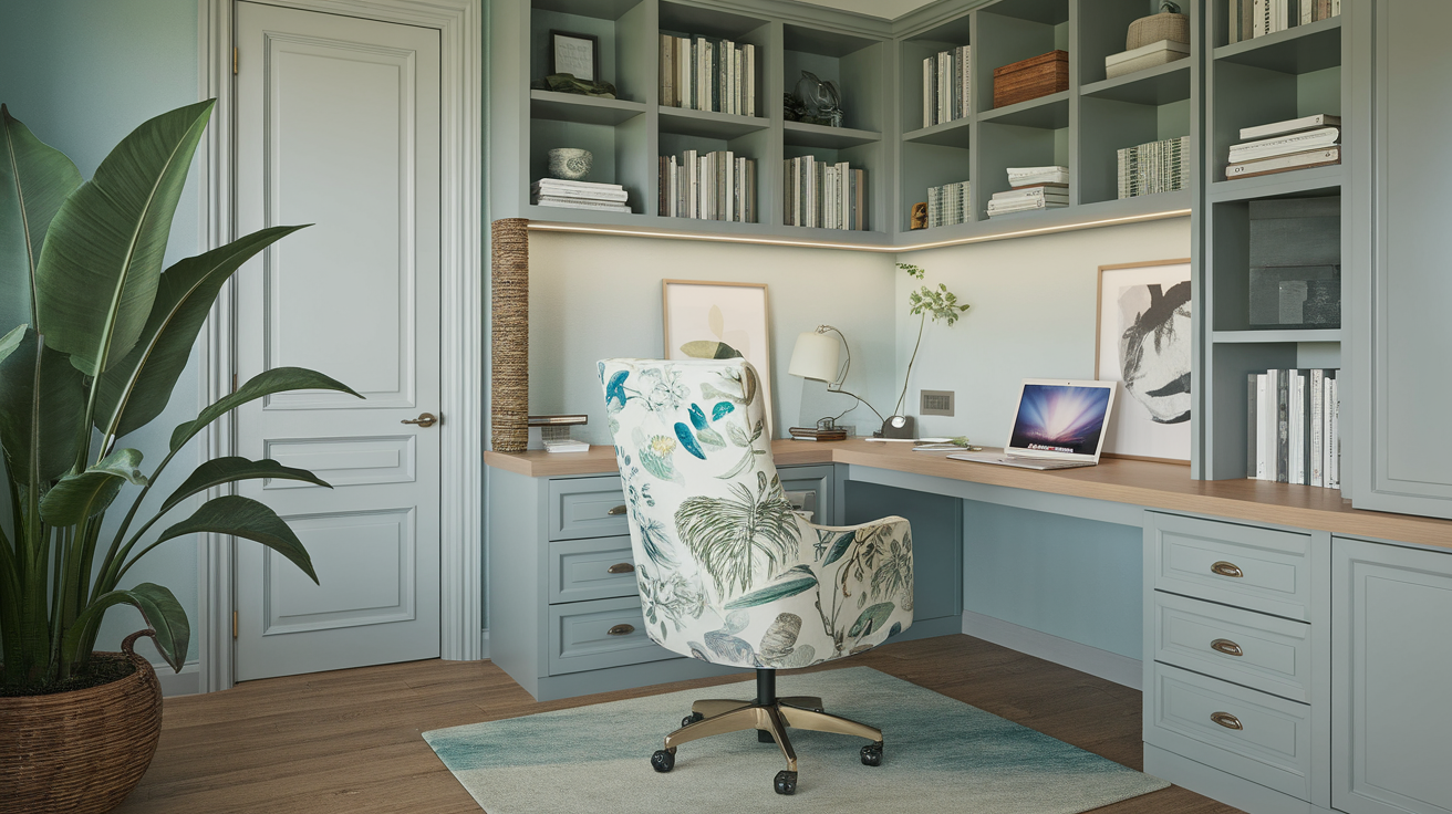 fabric desk chair coastal office beach decor ideas