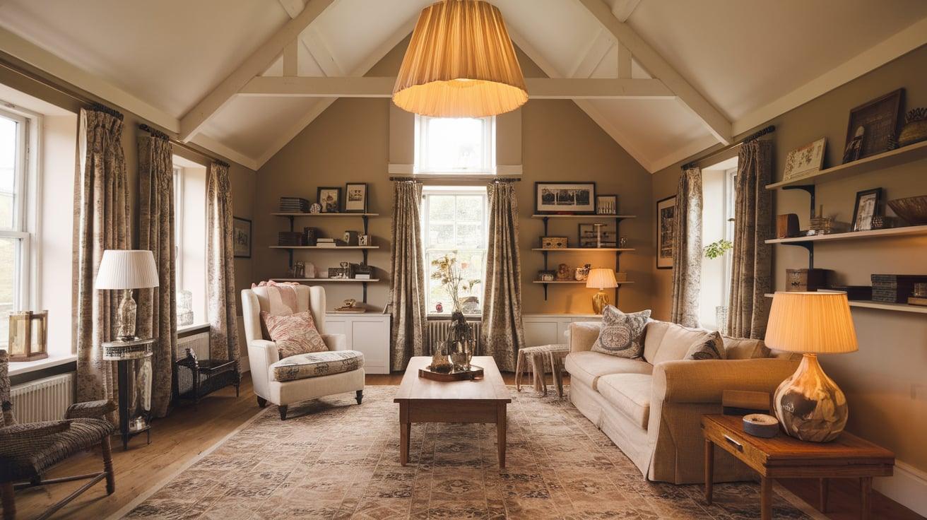 fabric lampshades in home english cottage style