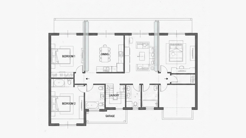 flexible room contemporary house plans