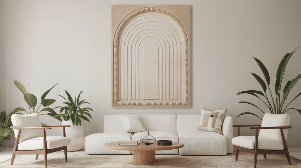 framed arch plaster canvas art diy textured wall art