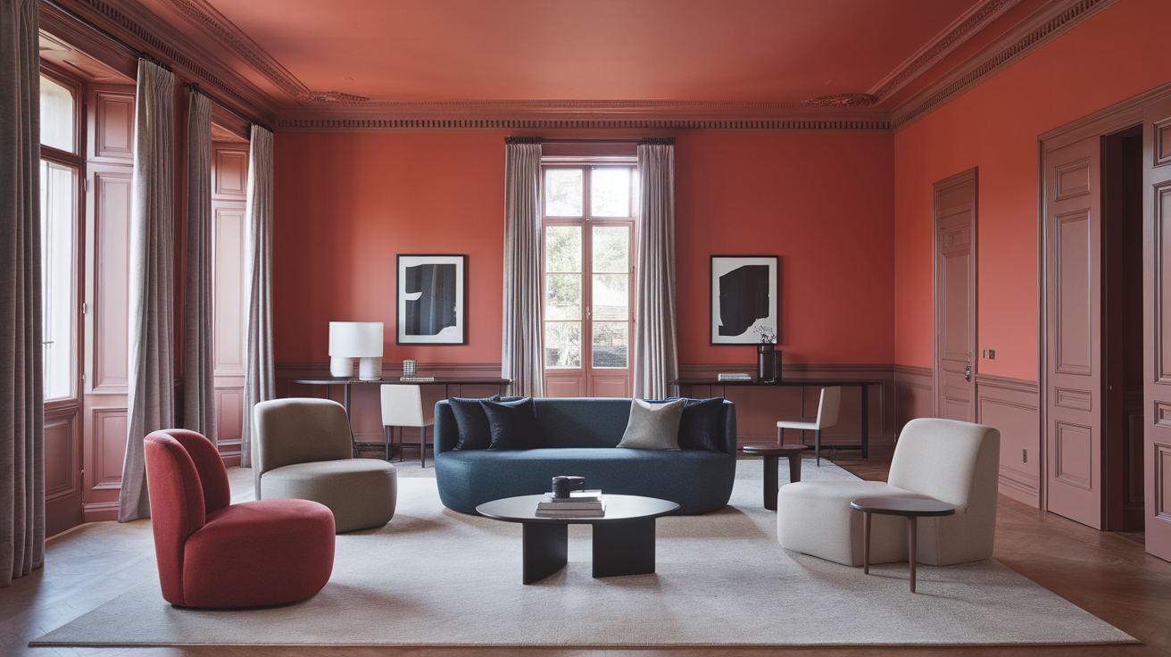 furniture contrast styling color drenched room