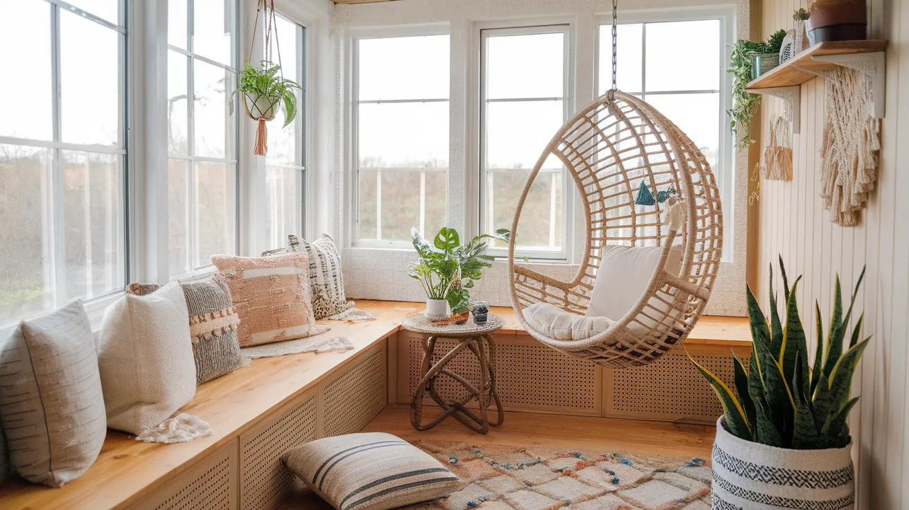 hanging chair cozy small sunroom