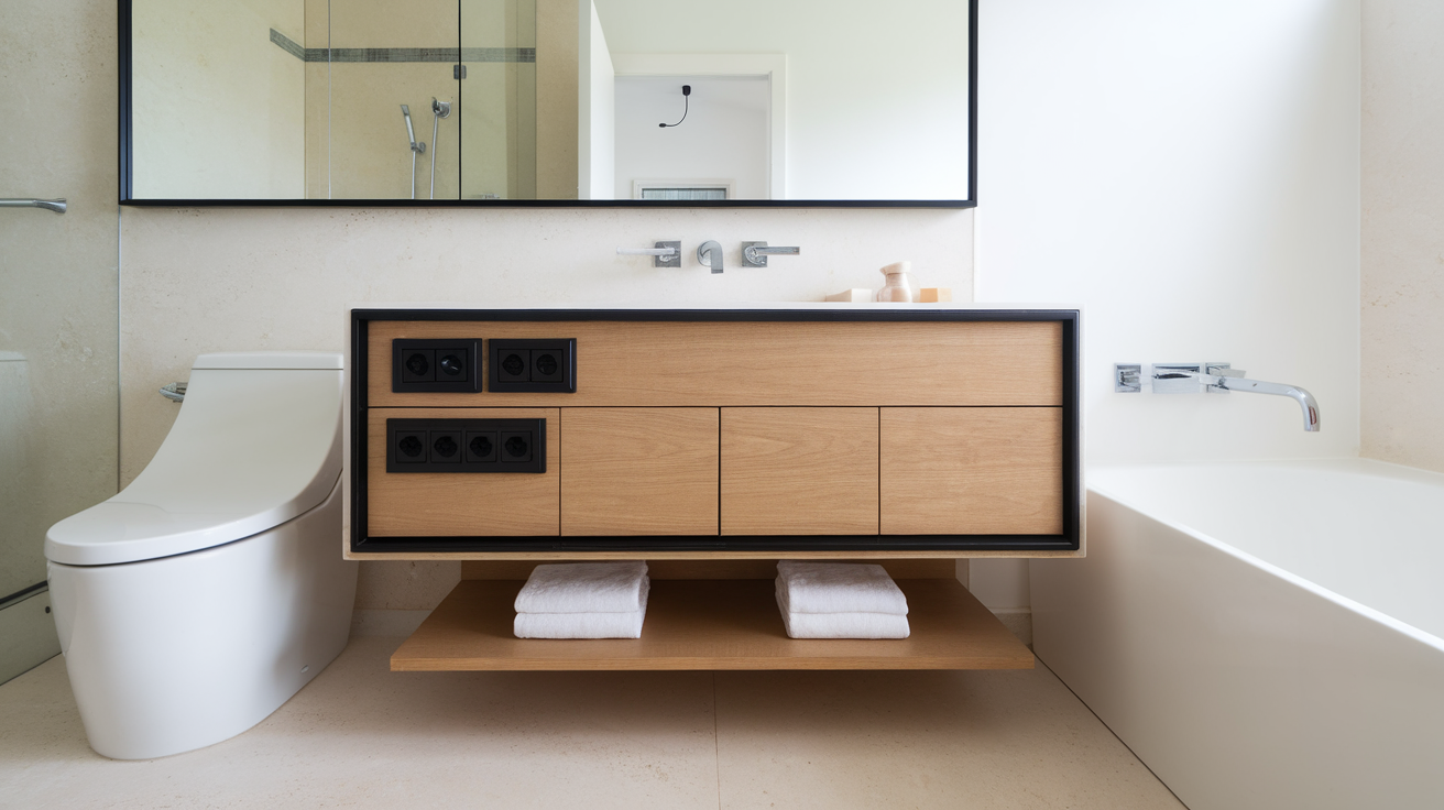 hidden electrical outlets clean look contemporary bathroom ideas