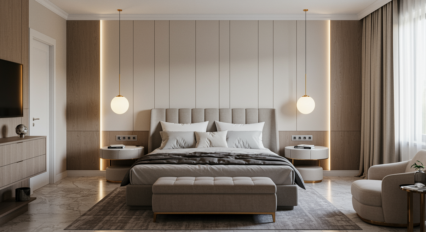 hotel style modern master bedroom