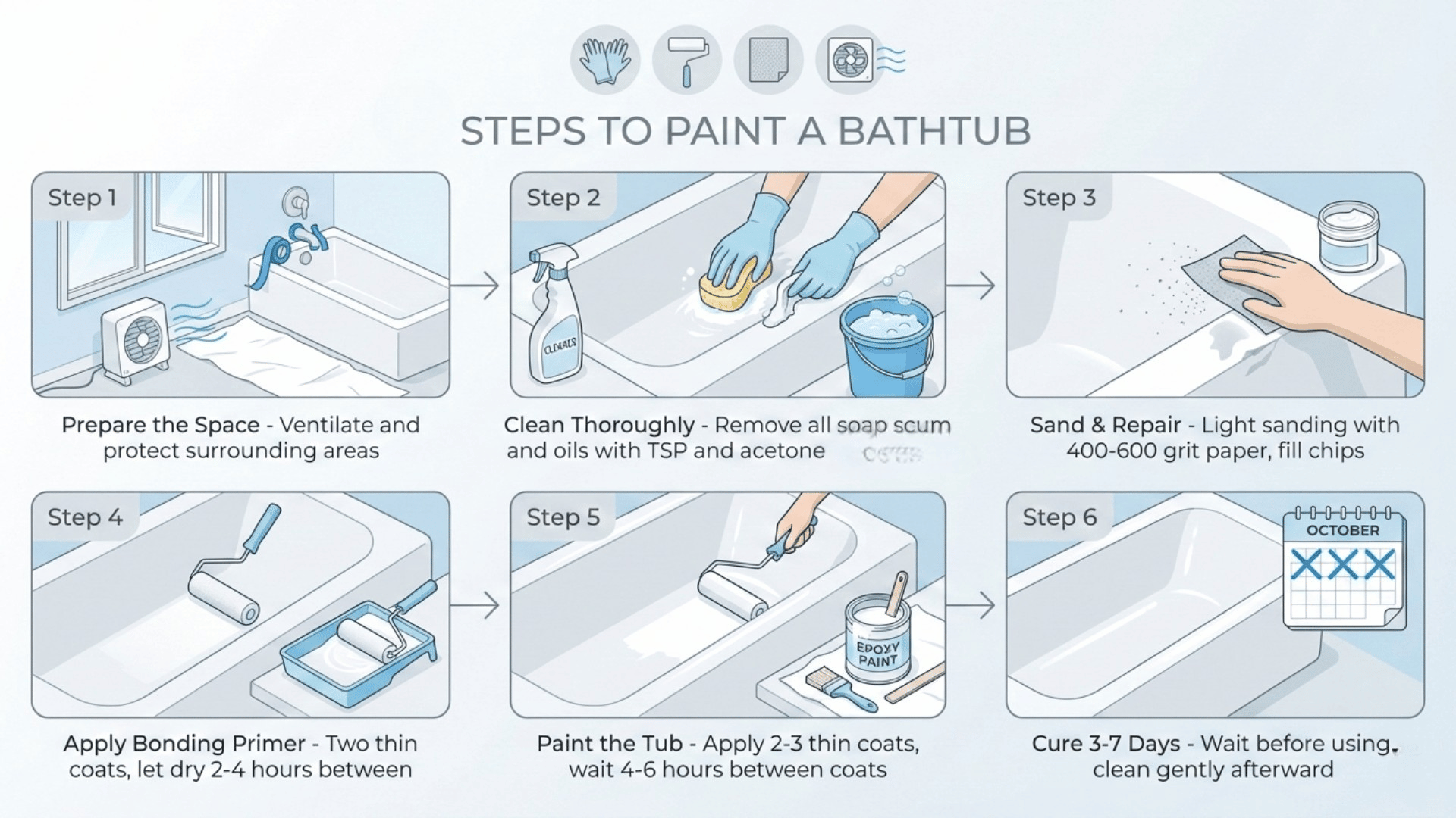 how to paint a bathtub step by step instructions